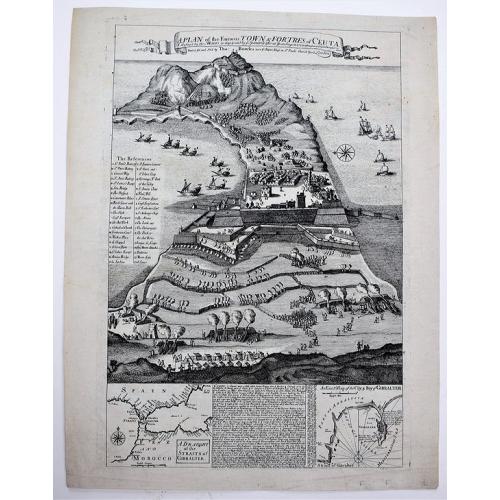 Old map image download for A Plan of the Famous Town & Fortress of Ceuta, Besieg'd by the Moors in 1693 & raid by ye Spaniards after 26 Years Siege in 1720. . .