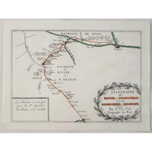Old map image download for Itineraire de Raguse a Bosna - Serai et de Bosna - Serai a Belgrade.
