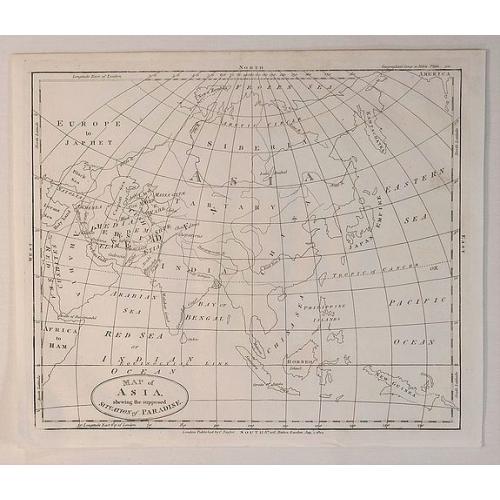 Old map image download for Map of Asia, Shewing the Supposed Situation of Paradise.