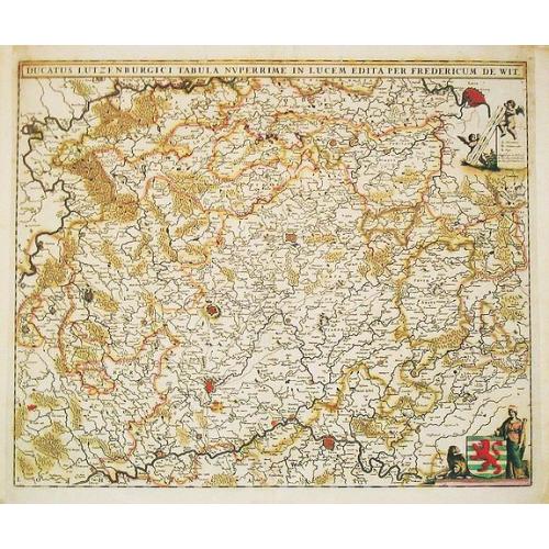 Old map image download for Ducatus Lutzenburgici Tabula Nuperrime in Lucem Edita per F. de Wit.