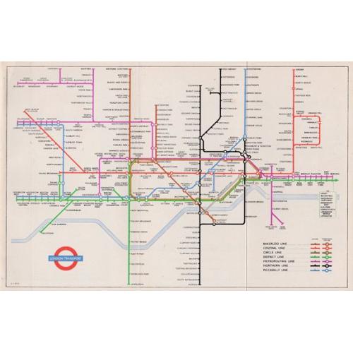 Old map image download for 1953 Harry Beck London Underground map.