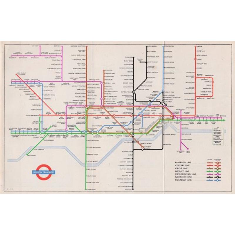 1953 Harry Beck London Underground map.