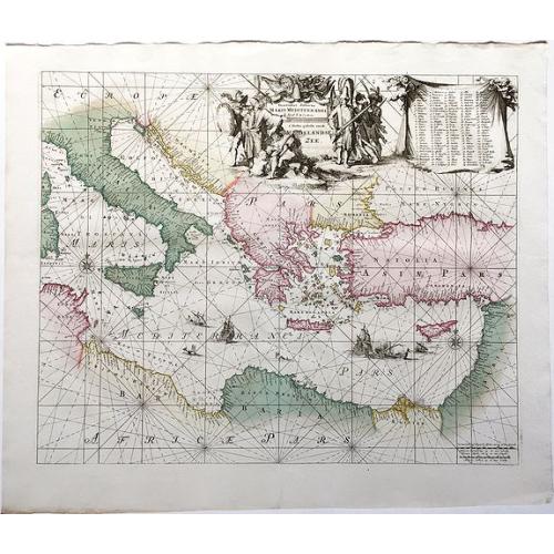 Old map image download for Orientalior Districtus Maris Mediterranei / t'Ooster Gedeelte van de Middelandse Zee.