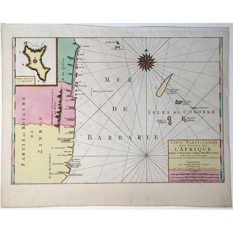 Carte Particuliere Des Costes De L'Afrique Depuis C.Del Gado Jusques Rio Mocambo.