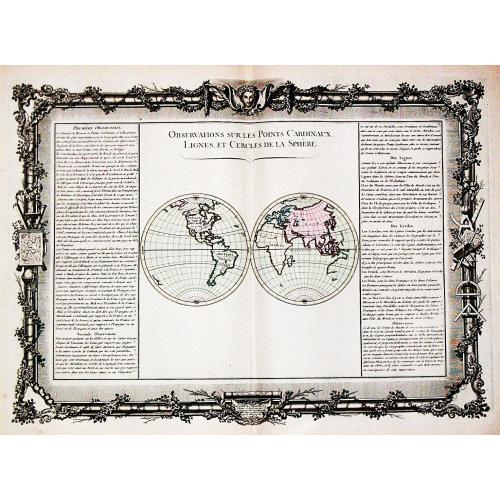 Old map image download for [Lot of 2 maps] The world in two hemispheres. / with Roses de Vents.