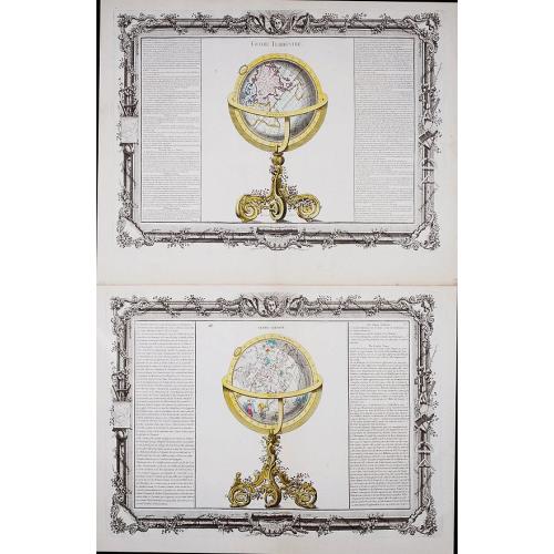 Old map image download for [Lot of 2 prints of Globes] La Sphere Terrestre / La Sphere Celeste.