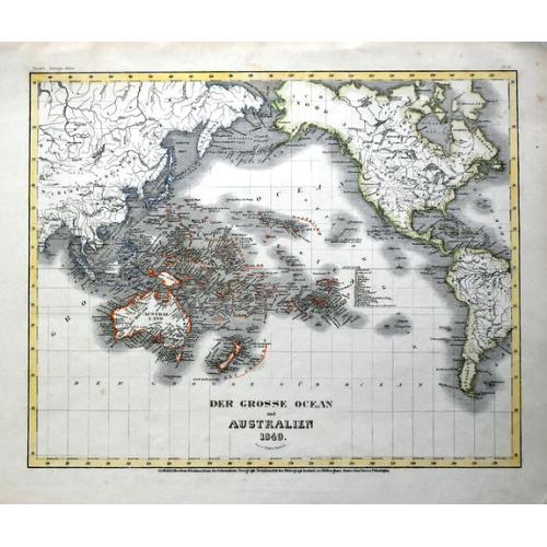 Old map image download for Asiatischer Archipel und Neu Holland 1847 / Der Grosse Ocean und Australien 1849.