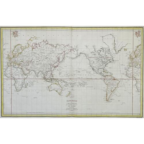 Old map image download for Mappemonde ou Carte Reduite des Parties Connues du Globe pour servir au Voyage de La Perouse fait dans les Annees 1785. . .