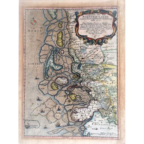 Old map image download for Landtcarte Von dem Nortfrieslande in dem Hertzogthumbe Sleßwig Anno 1651.