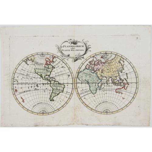 Old map image download for Planiglobium Oder Platte Weltkugel.