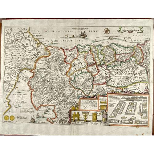 Old map image download for [ Lot of 3 items of the Holy Land] Perigrinatie ofte Veertich-jarige Reyse, Der Kinderen Israels.