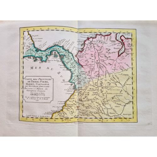 Old map image download for Carte des Provinces De Tierra Firme, Darien, Cartagene et Nouvelle Grenade.