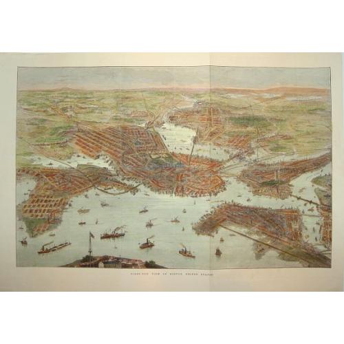 Old map image download for BIRDS-EYE VIEW OF BOSTON, UNITED STATES