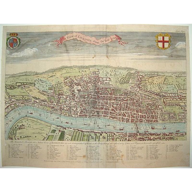 A View of London about the Year 1560 - Old map by AGAS, Ralph (as ...