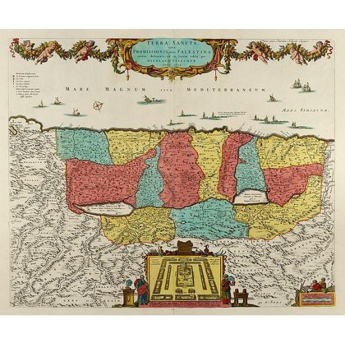 Old map image download for Terra Sancta, sive Promissionis, olim Palestina Recens Delineata, et in Lucem Edita per Nicolaum Visscher Anno 1659