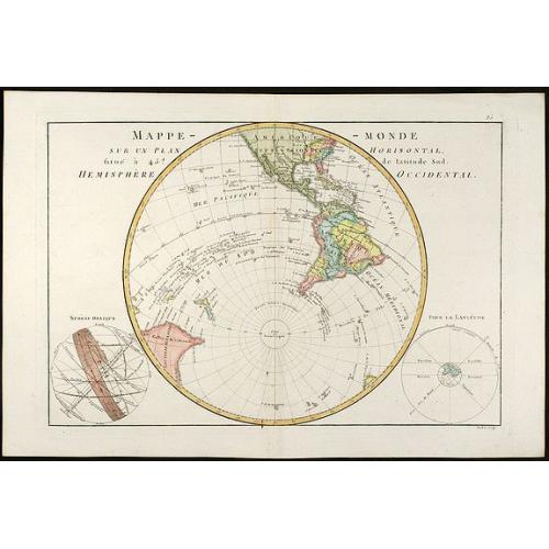 Old map image download for Mappe-Monde sur un Plan Horizontal, situé Ó 45d de latitude Sud. Hemisphire Occidental