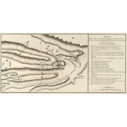 Old map image download for Plan de la Bataille & de la Victoire remportée par les Russes sur les Turcs commandés par le Grand Visir près de la riviere Kagul en Bessarabie. le 21 Julliet, 1770