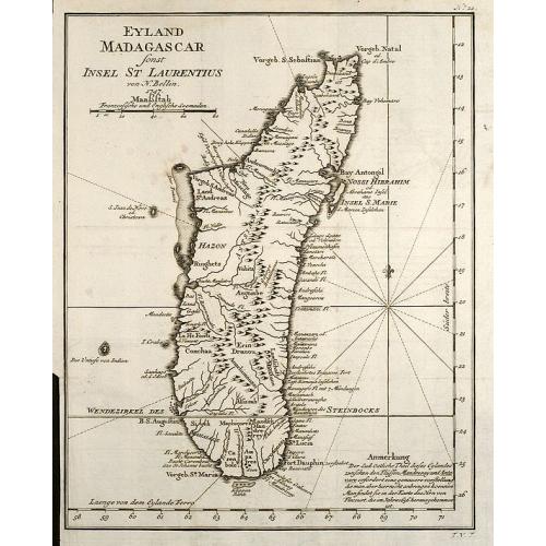 Old map image download for Eyland Madagascar sonst Insel St Laurentius