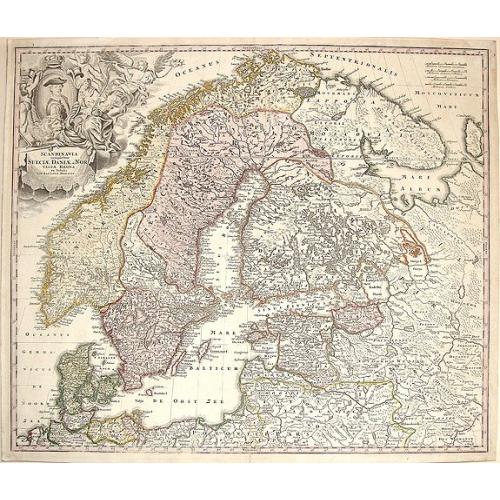 Old map image download for Scandinavia complectens Sueciae, Danaie & Norvegiae Regna.