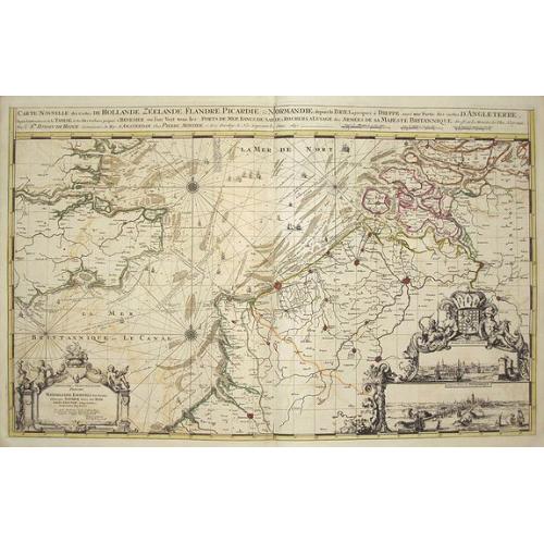 Old map image download for Carte Nouvelle des Costes de Hollande, Zéelande, Flandre, Picardie & Normandie,...