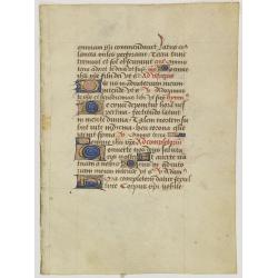 A manuscript leaf from a book of hours, on vellum.