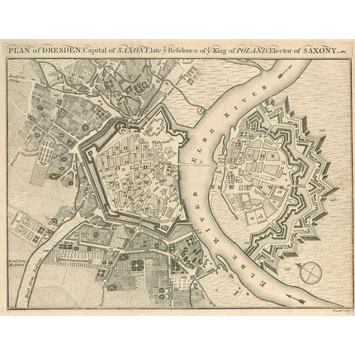 Old map image download for Plan of Dresden, Capital of Saxony.