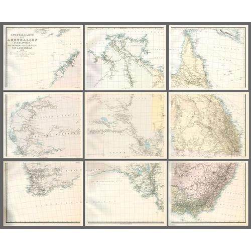 Old map image download for Specialkarte von Australien in 9 Bla&#776;ttern nach originalen & officiellen Quellen .