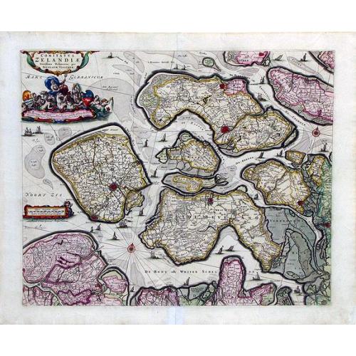 Old map image download for Comitatus Zelandiae Novissima Delineatio Per... Nun[c] Apud Pet. Schenck Jun.