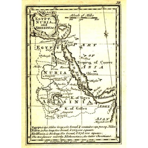 Old map image download for Egypt, Nubia and Abissinia.