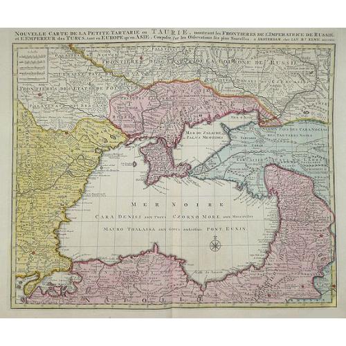 Old map image download for Nouvelle carte de la petite Tartarie ou Taurie, montrant les frontiers de l\'imperatrice de Russie et l\'empereur des Turcs, tant en Europe qu\'en Asie. by J B Elwe....