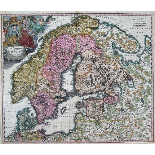 Old map image download for SCANDINAVIA complectens SUECIAE, DANIAE, & NORVEGIAE, REGNA. ex Tabula Joh. Baptista Homann. 