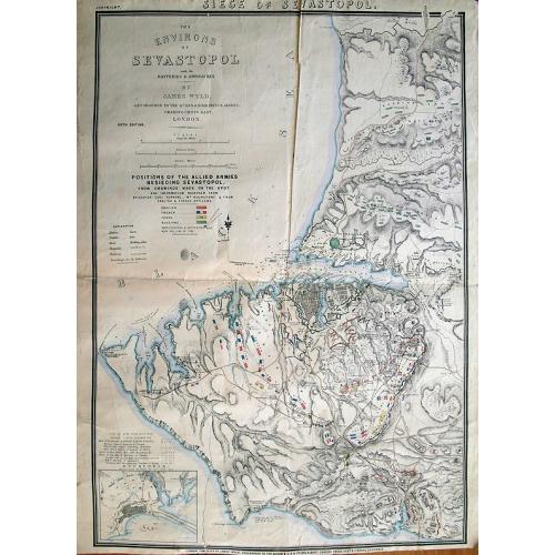 Old map image download for The Environs of Sevastopol with the Batteries & Approaches.