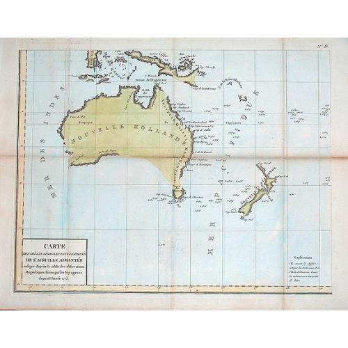 Old map image download for Carte des declinaisons et inclinaisons de L'aiguille aimantee redigee d'apres la table des observations magnetiques faites par les voyageurs depuis l'annee 1775