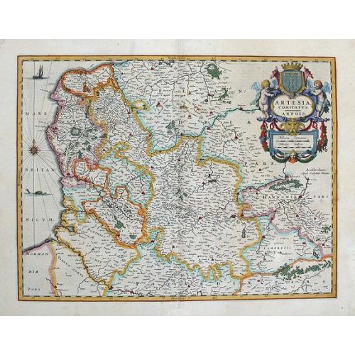 Old map image download for Artesia Comitatus. Artois. Amsterdami Apud Guiljelmum Blaeuw.