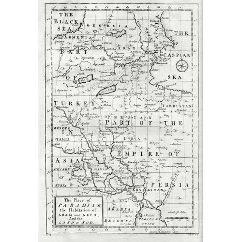 Old map image download for The Place Of Paradise The Habitation Of Adam And Seth And The Land Of Nod.