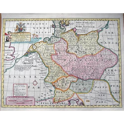 Old map image download for A New Map of Antient Germany, Rhaetia, Vindelicia, and Noricum...