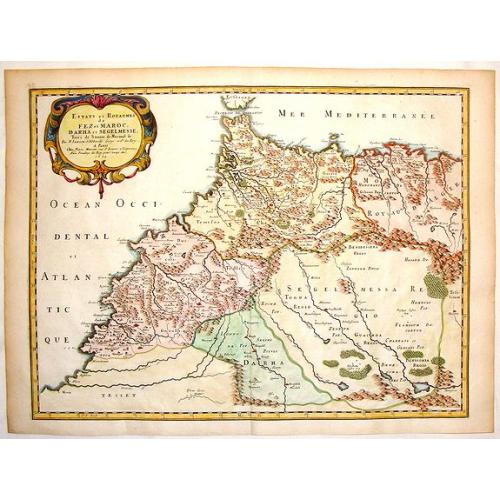 Old map image download for Estats et Royaumes de Fez et Maroc, Darha et Segelmesse.