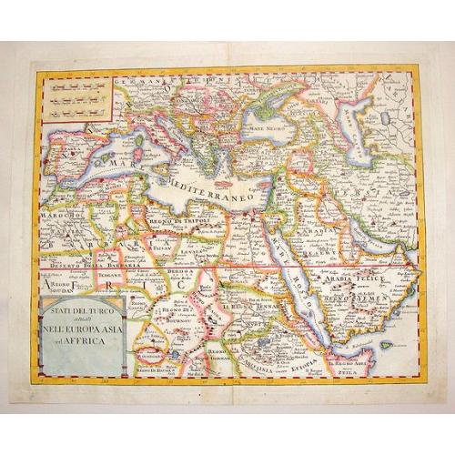 Old map image download for Stati del Turco Situati Nell Europa, Asia ed Affrica.