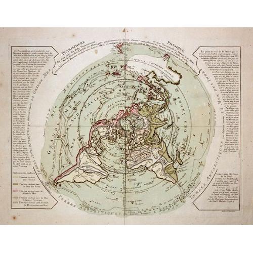 Old map image download for Planisphere Physique Où l'on voit du Pole Septentrional ce que l'on connoît de Terres et de Mers. Avec les Grandes Chaînes de Montagnes, qui, traversant le Globe, divisent naturellement les Terres.