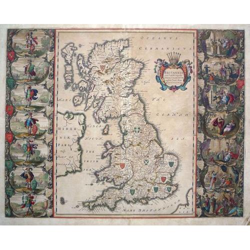 Old map image download for Britannia Prout Divisa Suit Temporibus Anglo-Saxonum.