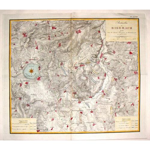 Old map image download for Batailles de Biberach Livrees Entre les Armees Francaises et Autricheinnes en 1796 et 1800.