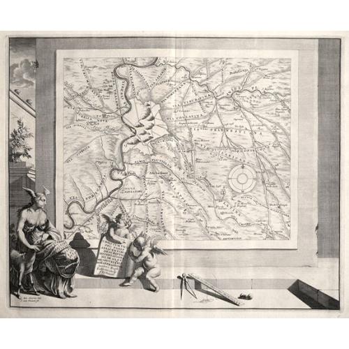 Old map image download for \'Urbis cum vicis seu Pagis adiacentibus Descriptio Dissertationi III de Aq. et Aqued et Aqued Veteris Romae Praemissa, authore Raph. Fabretto Gasp. f, Urbinate\'. by Jan van Vianen 