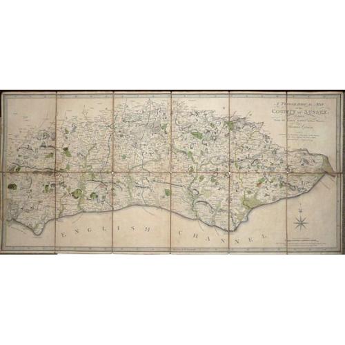 Old map image download for A Topographical Map of the County of Sussex Reduced from the Large survey in four sheets by Thomas Gream. . .