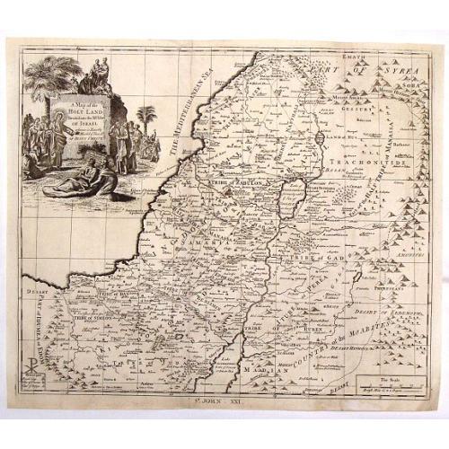 Old map image download for A Map of the Holy Land Divided Into the XII Tribes of Israel.