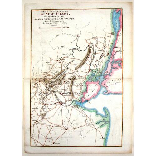 Old map image download for Partie Septentrionale du New-Jersey, et Positions des Armées Américaine et Britannique Après le Passage de la Rivière du Nord, en 1776