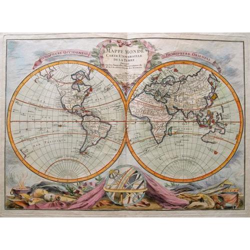 Old map image download for Mappe Monde Carte Universelle De La Terre Dressee Sure les Nouvelles Observations de Mrs. De L'Academie Royael Des Sciences.