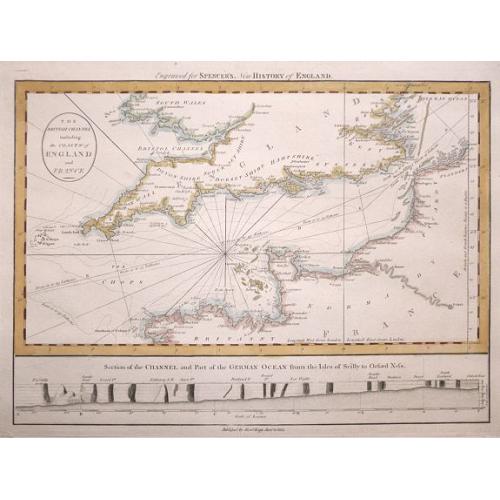 Old map image download for The British Channel including the Coasts of England and France.