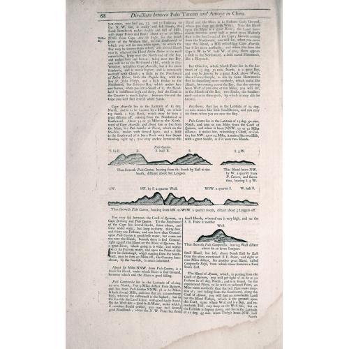 Old map image download for Three double sided pages No's 65 & 66 ‘Directions from the River Siam to the River of Cambodia.' Directions between Pulo Timoan and Amoye in China. 67 & 68 Directions between Pulo Timoan and Amoye in China. 69 & 70,