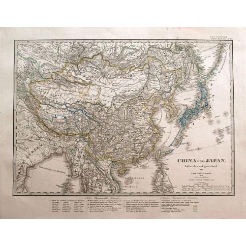 Old map image download for China und Japan. Entworfen und gezeichnet von F. von Stülpnagel. 1850 bereicht v. Herm. Berghaus.