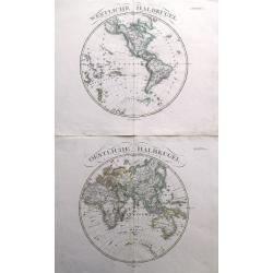 (2 maps) Westliche Halbkugel & Oestliche Halbkugel.